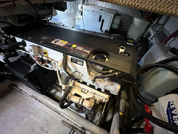  Yacht Photos Pics Engine room of 2007 Nordic Tug 32, showcasing mechanical components and equipment.