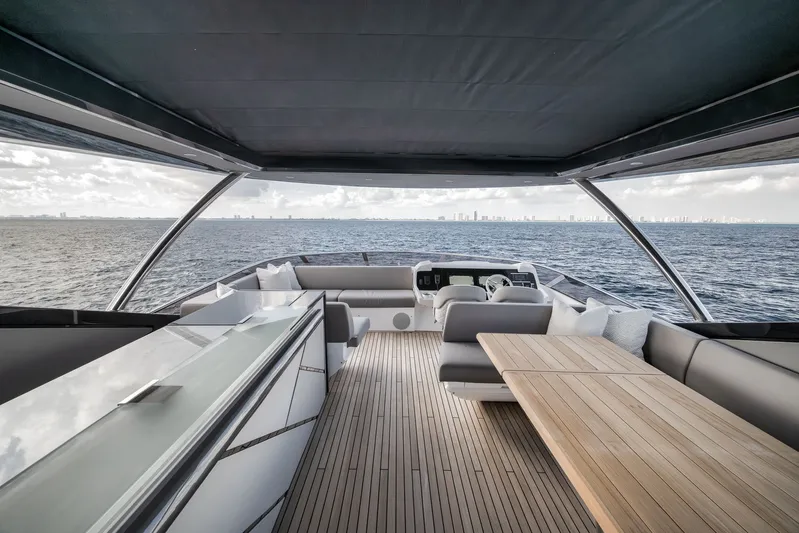 Dolce Far Niente Yacht Photos Pics Luxurious interior of Sunseeker 88 Yacht 2026 on open sea.