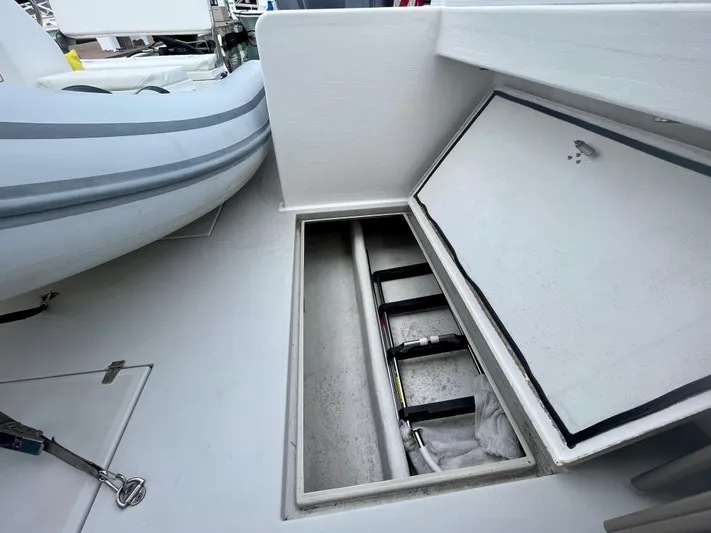 Veritas Yacht Photos Pics Wesmac 42 boat deck with open storage compartment, 2016 model.