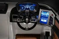 Manufacturer Provided Image: 2020 MasterCraft X26 boat dashboard with advanced digital controls and steering wheel.