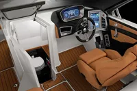Manufacturer Provided Image: 2020 MasterCraft X26 boat interior with modern dashboard and luxurious seating.