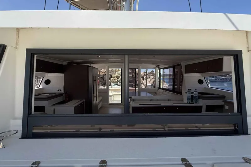 Raf IV Yacht Photos Pics Interior view of 2020 Bali 4.3 catamaran, showcasing modern kitchen and seating area.