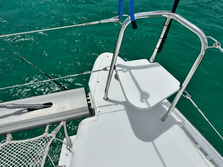  Yacht Photos Pics Lagoon 400 S2 catamaran deck, 2014 model, with turquoise sea background.