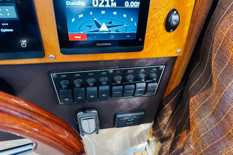 Walrus Yacht Photos Pics Control panel of a 2012 Ranger Tugs R-31 with Garmin navigation display.