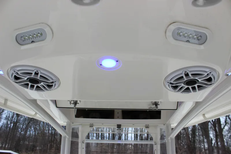  Yacht Photos Pics 2022 Cobia 280 Center Console boat speakers and lighting on the ceiling.