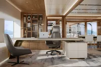 Modern office interior with sleek furniture, large windows, and elegant decor, Custom Project Raptor 2028.