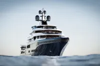 Luxurious Custom Project Raptor yacht, 2028 model, sailing on calm ocean waters.