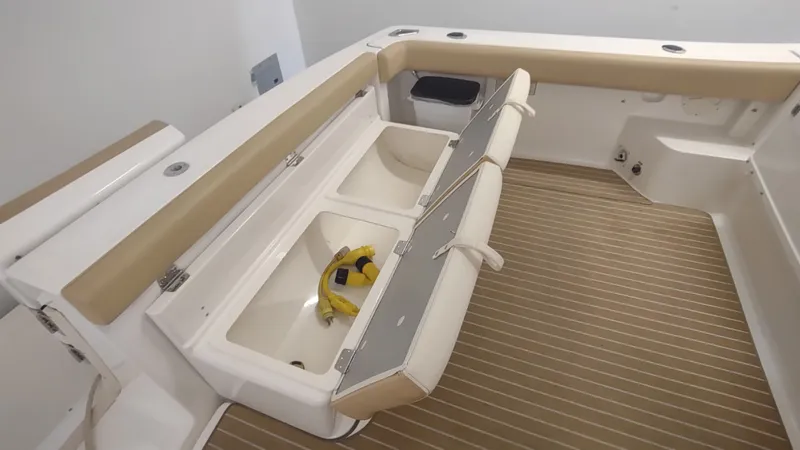  Yacht Photos Pics Tiara Yachts 3500 Open 2000 model with open storage compartments on deck.