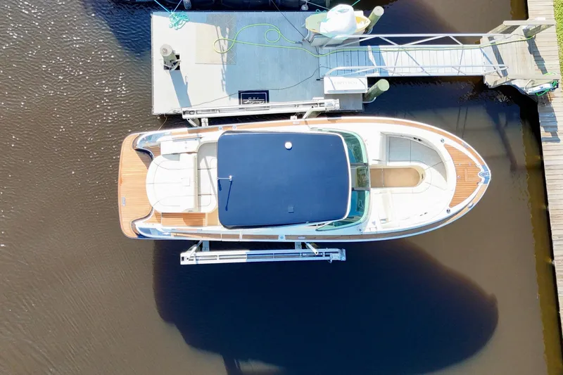  Yacht Photos Pics Overhead view of 2020 Chris-Craft Launch 31 GT docked at a marina.