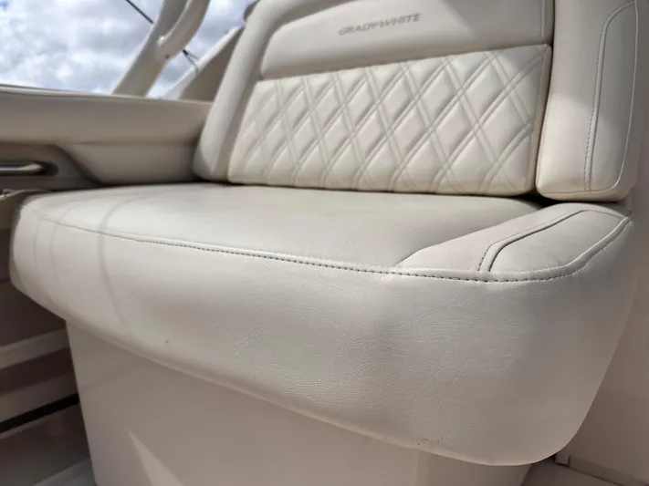 Sweet Life Yacht Photos Pics 2019 Grady-White Freedom 325 boat seat with diamond-stitched upholstery.