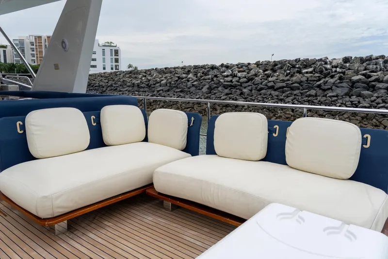  Yacht Photos Pics Luxurious seating on 2017 Azimut 66 FLY yacht with ocean view.