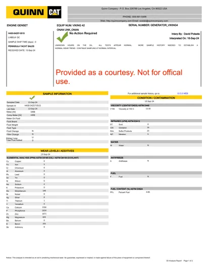  Yacht Photos Pics Quinn CAT document for Viking 42 Open, 2012.