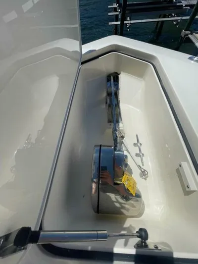 Exit Strategy Yacht Photos Pics 2020 Scout 355 LXF Center Console anchor storage compartment.