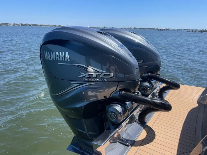 Exit Strategy Yacht Photos Pics 2020 Scout 355 LXF Center Console with twin Yamaha XTO Offshore engines.