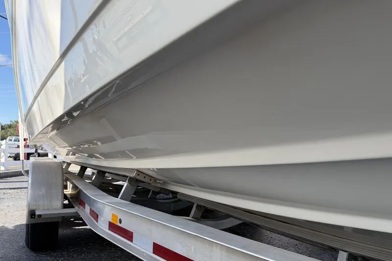  Yacht Photos Pics 2018 Sea Fox 328 Commander boat on trailer, side view.