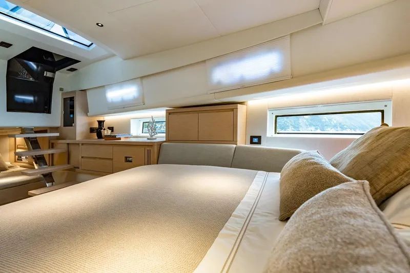 Nouveau Pardo 43 2026 Yacht Photos Pics Luxurious interior of 2026 Pardo Yachts P43, featuring elegant bedroom design and modern amenities.