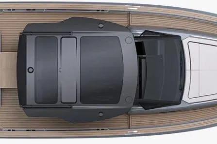 Nouveau Pardo 43 2026 Yacht Photos Pics Top view of 2026 Pardo Yachts P43, showcasing sleek design and modern features.