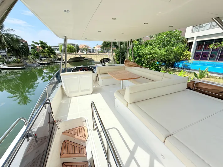  Yacht Photos Pics Luxurious 2024 Greenline 48 Fly yacht with spacious deck and elegant seating area.