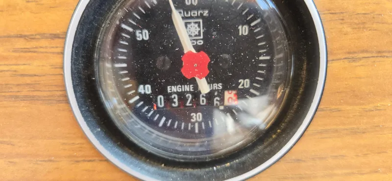 Grand Finale Yacht Photos Pics Engine hour meter on 1991 Grand Banks 36 Classic, showing 3266 hours.