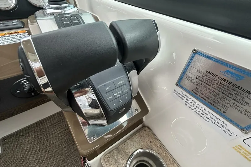  Yacht Photos Pics Control panel of a 2016 Formula 350 Sunsport yacht with certification plaque.