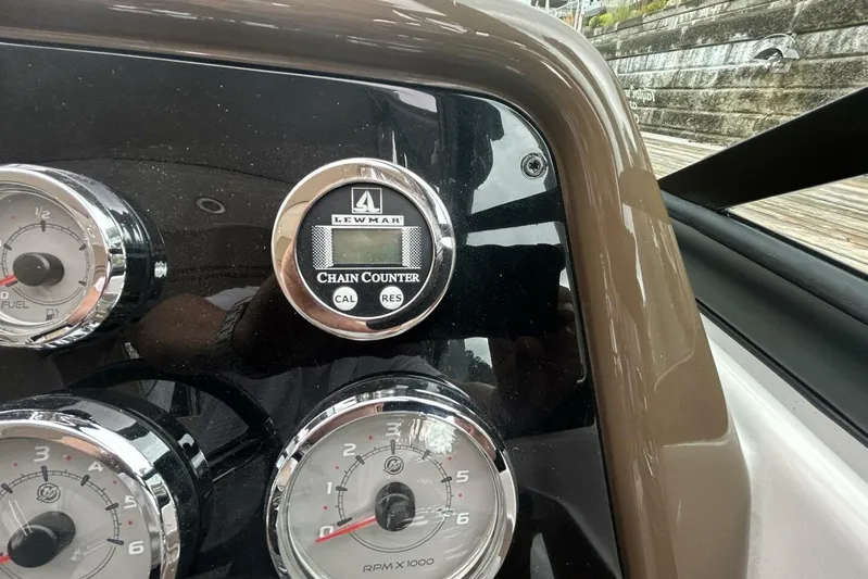  Yacht Photos Pics Dashboard of 2016 Formula 350 Sunsport with Lewmar chain counter and gauges.