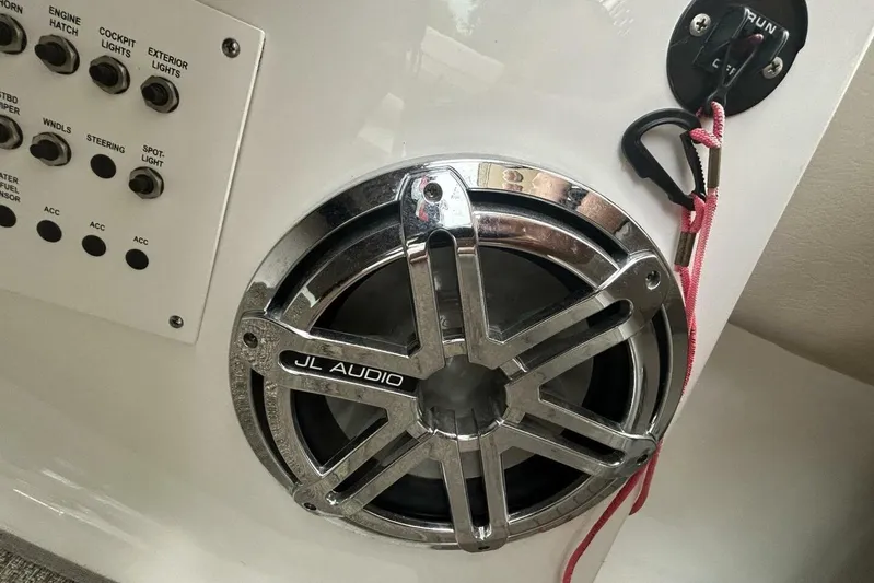  Yacht Photos Pics JL Audio speaker and control panel on 2016 Formula 350 Sunsport boat.