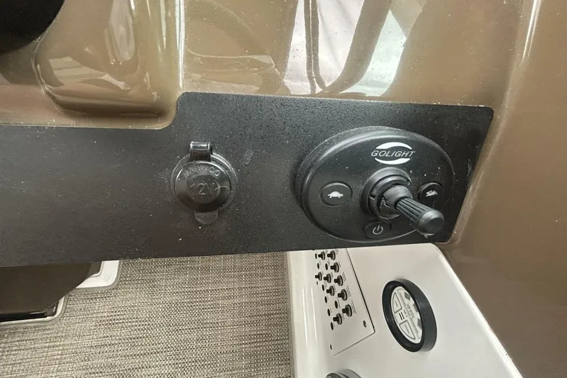  Yacht Photos Pics Control panel of a 2016 Formula 350 Sunsport boat with Golight switch and 12V outlet.