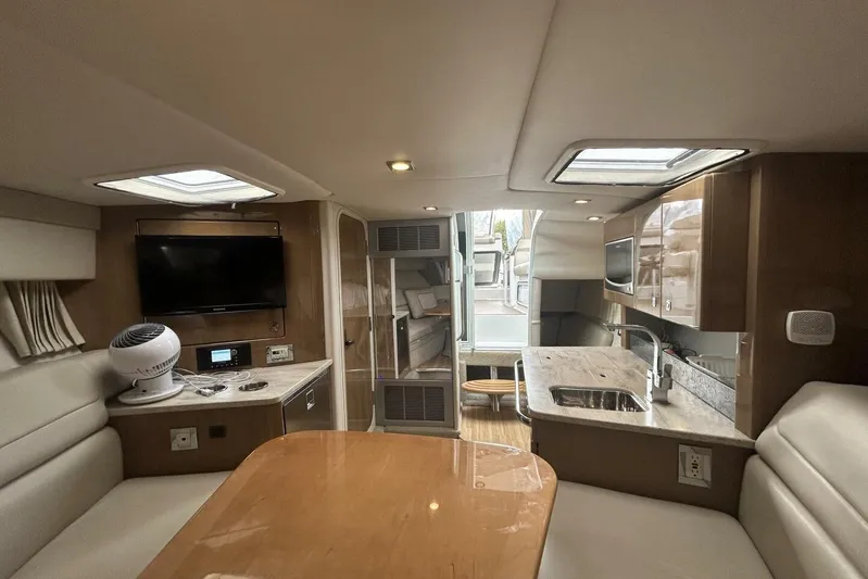  Yacht Photos Pics Interior of 2016 Formula 350 Sunsport boat with modern amenities and sleek design.