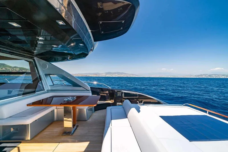  Yacht Photos Pics Luxurious 2019 Riva 66 RIBELLE yacht with elegant deck and stunning ocean view.