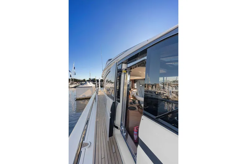 S72531 Yacht Photos Pics 2025 Princess S72 yacht docked, showcasing sleek design and luxurious interior.