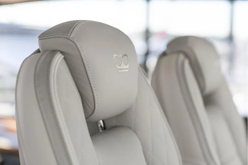 S72531 Yacht Photos Pics Luxurious leather seats in the 2025 Princess S72 yacht interior.