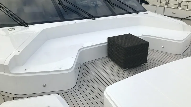  Yacht Photos Pics Luxury seating area on 2017 Princess 68 yacht deck.