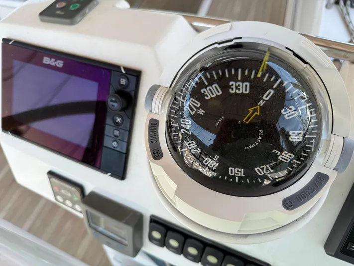 Blue Pearl Yacht Photos Pics Compass and navigation equipment on 2016 Beneteau Oceanis 60 yacht.
