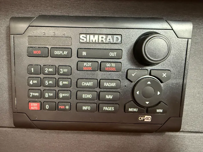 Blue Pearl Yacht Photos Pics Simrad OP40 control panel on a 2016 Beneteau Oceanis 60 yacht.
