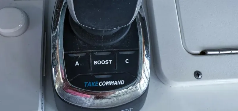 Yacht Photos Pics Control panel of a 2019 Freeman 42 LR boat with "Take Command" feature.