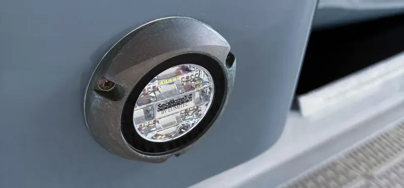  Yacht Photos Pics Close-up of SeaBlazeX by Lumitec light on 2019 Freeman 42 LR boat.