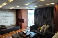 Luxurious interior of 2010 Aicon 85 yacht with modern furnishings and elegant decor.