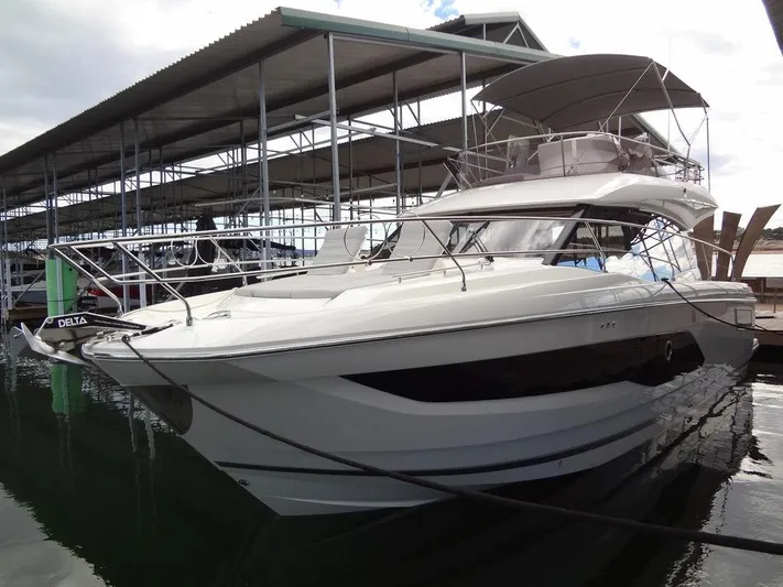  Yacht Photos Pics 2024 Prestige 420F yacht docked at marina.