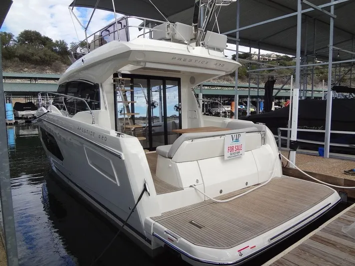  Yacht Photos Pics 2024 Prestige 420F yacht for sale, docked at marina.