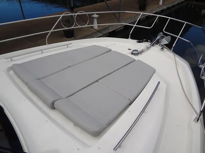  Yacht Photos Pics 2024 Prestige 420F yacht with spacious sunbathing area on the bow.