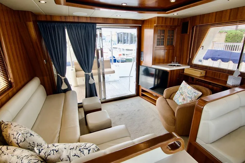 Pangea Yacht Photos Pics Luxurious 2007 Norseman 560 Sedan yacht interior with elegant seating and modern amenities.