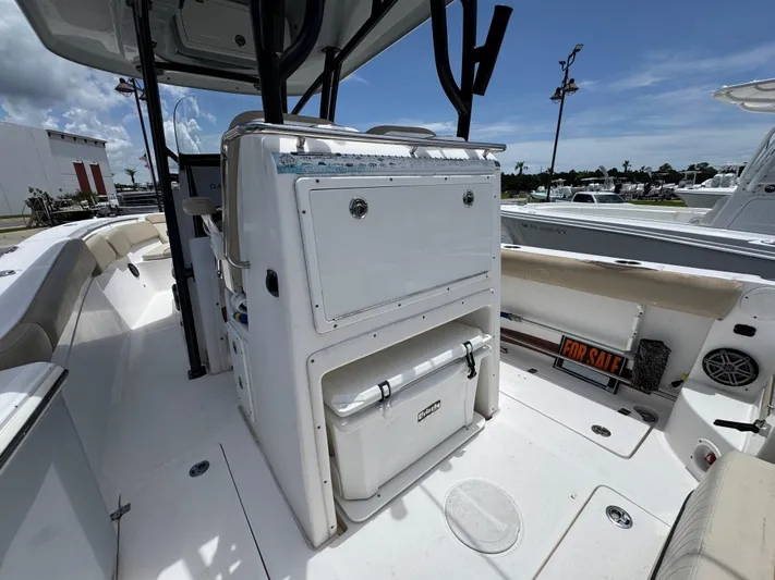  Yacht Photos Pics 2016 Sea Fox 288 Commander boat interior with seating and storage compartments.