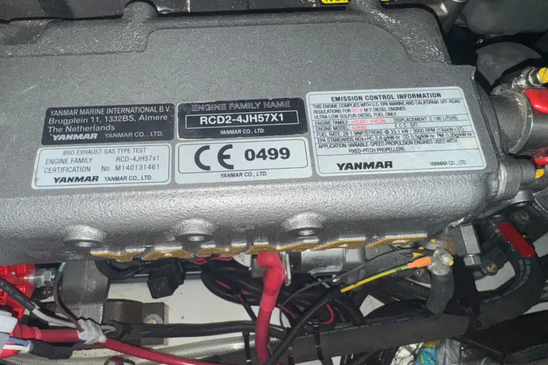 Deli Mavi Yacht Photos Pics Yanmar engine label on a 2019 Beneteau Oceanis 41.1 sailboat.