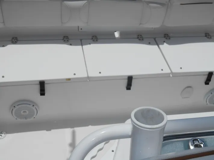  Yacht Photos Pics 2019 Sea Hunt Ultra 235 SE boat interior with seating and storage compartments.