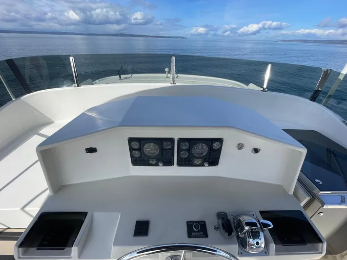 Sojourner Yacht Photos Pics Helm of 2002 Transpacific Marine EAGLE 53 yacht with ocean view.