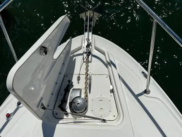  Yacht Photos Pics 2010 Sea Ray 370 Sundancer anchor compartment with open hatch and visible chain.