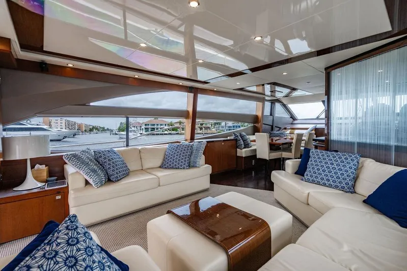  Yacht Photos Pics Luxurious interior of 2012 Princess Flybridge 72 Motor Yacht with elegant seating and decor.