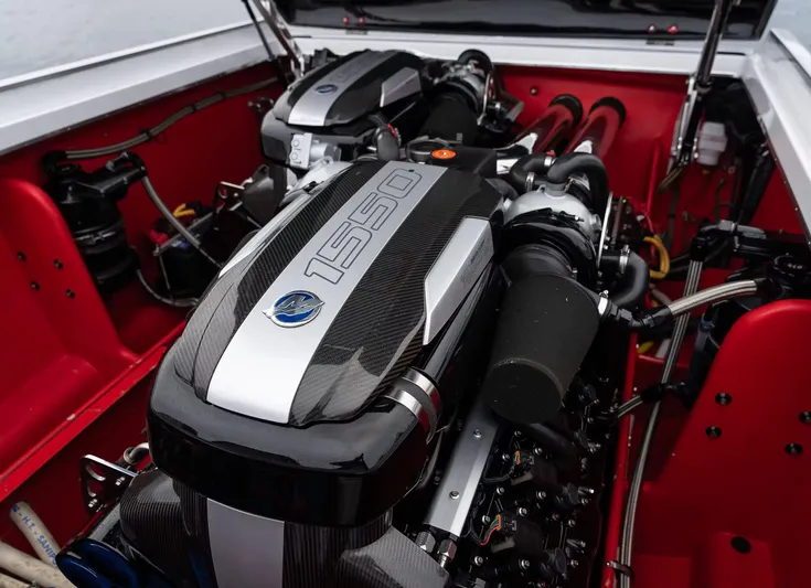  Yacht Photos Pics Engine of 2016 Cigarette 50' Marauder boat, featuring sleek design and powerful components.