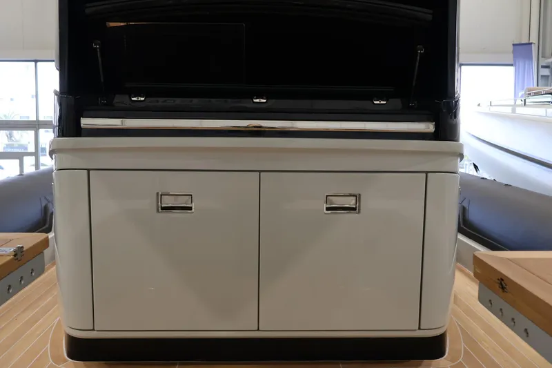  Yacht Photos Pics 2026 SACS 13 boat interior with sleek cabinetry and modern design.