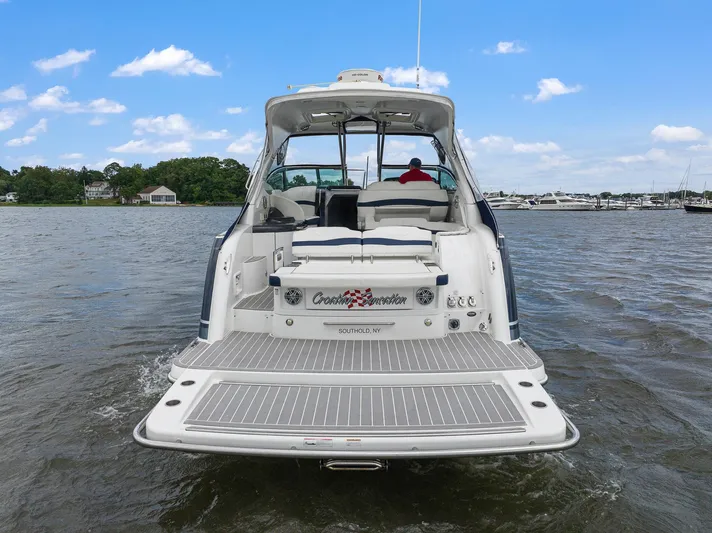  Yacht Photos Pics 2020 Formula 37 PC yacht on water, rear view with swim platform.